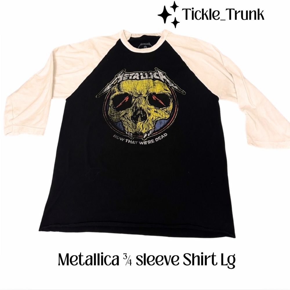Metallica Black & Cream Raglan 3/4 Sleeve Shirt